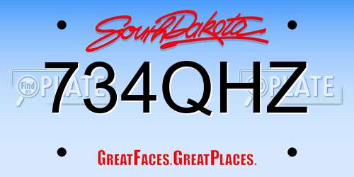 734QHZ South Dakota License Plate