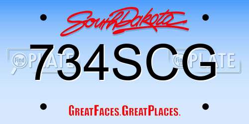 734SCG South Dakota License Plate