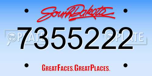7355222 South Dakota License Plate