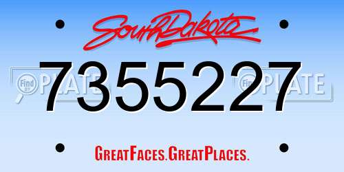7355227 South Dakota License Plate