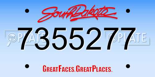 7355277 South Dakota License Plate