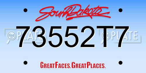 73552T7 South Dakota License Plate