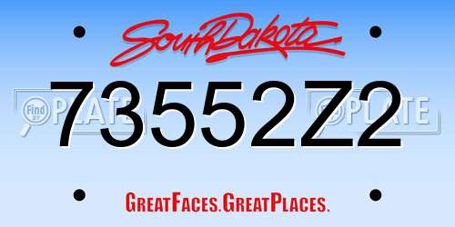 73552Z2 South Dakota License Plate