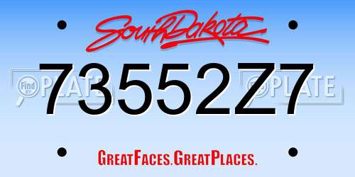 73552Z7 South Dakota License Plate