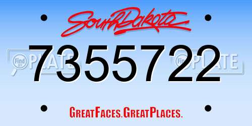7355722 South Dakota License Plate