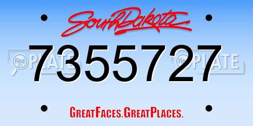 7355727 South Dakota License Plate