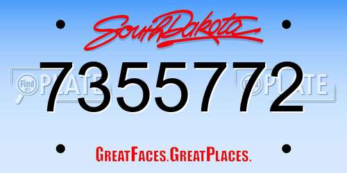 7355772 South Dakota License Plate