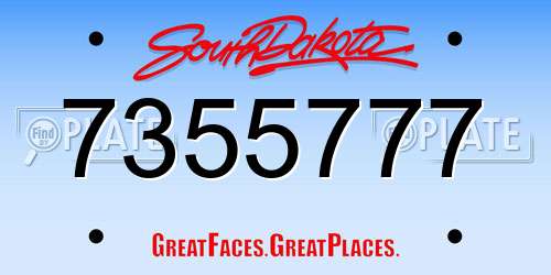 7355777 South Dakota License Plate