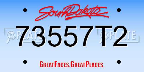 73557T2 South Dakota License Plate
