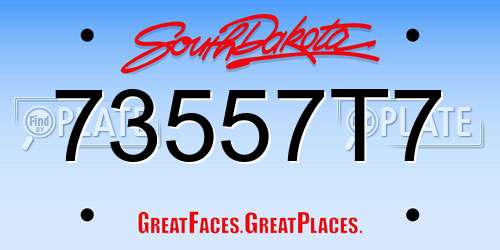 73557T7 South Dakota License Plate