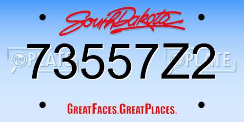 73557Z2 South Dakota License Plate