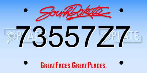 73557Z7 South Dakota License Plate