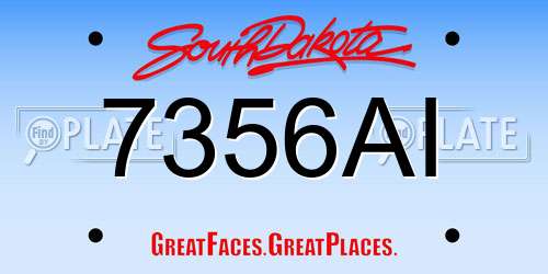7356AI South Dakota License Plate