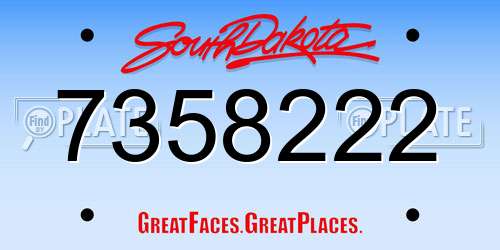 7358222 South Dakota License Plate