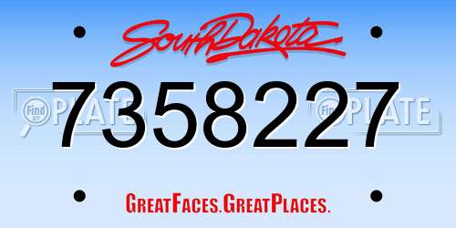 7358227 South Dakota License Plate