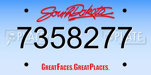 7358277 South Dakota License Plate