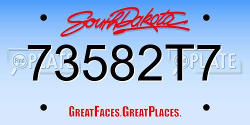 73582T7 South Dakota License Plate
