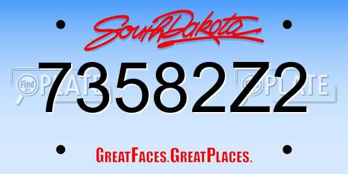 73582Z2 South Dakota License Plate