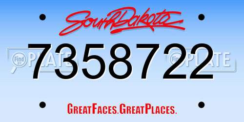 7358722 South Dakota License Plate