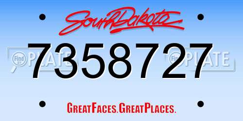 7358727 South Dakota License Plate
