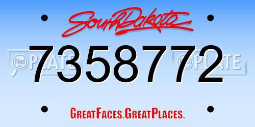 7358772 South Dakota License Plate