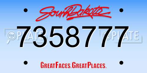 7358777 South Dakota License Plate