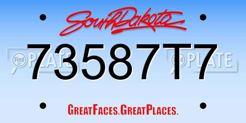 73587T7 South Dakota License Plate