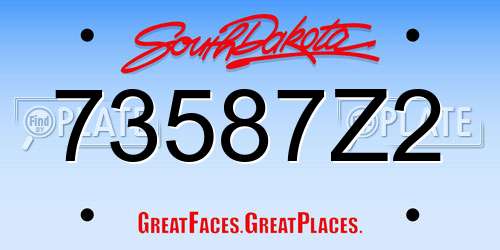 73587Z2 South Dakota License Plate