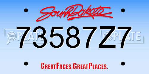 73587Z7 South Dakota License Plate