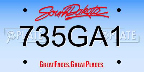 735GA1 South Dakota License Plate