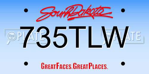 735TLW South Dakota License Plate