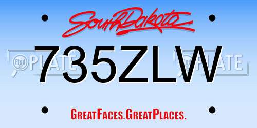 735ZLW South Dakota License Plate