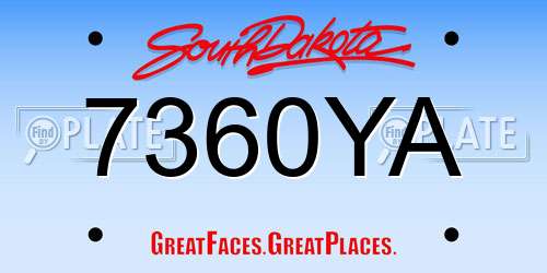 7360YA South Dakota License Plate