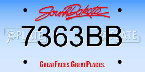 7363BB South Dakota License Plate