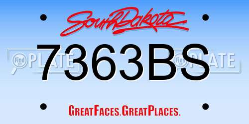 7363BS South Dakota License Plate