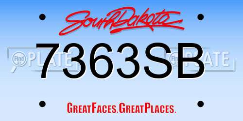 7363SB South Dakota License Plate