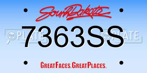 7363SS South Dakota License Plate