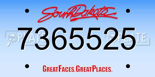 7365525 South Dakota License Plate