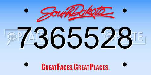 7365528 South Dakota License Plate