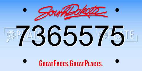 7365575 South Dakota License Plate