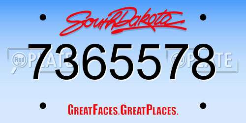 7365578 South Dakota License Plate