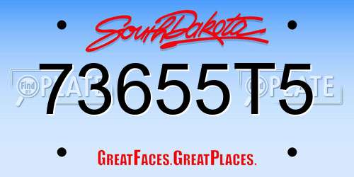 73655T5 South Dakota License Plate