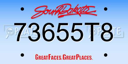 73655T8 South Dakota License Plate
