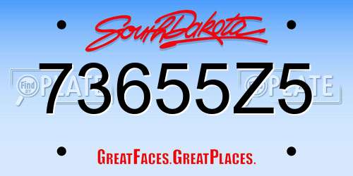 73655Z5 South Dakota License Plate
