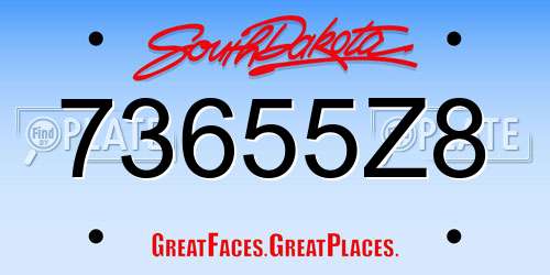73655Z8 South Dakota License Plate