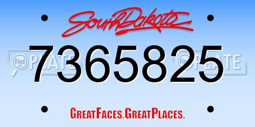 7365825 South Dakota License Plate