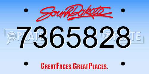 7365828 South Dakota License Plate