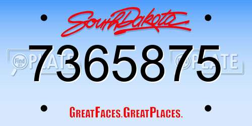7365875 South Dakota License Plate
