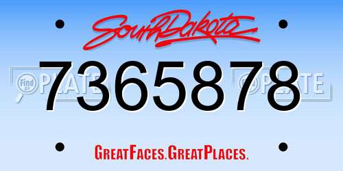 7365878 South Dakota License Plate
