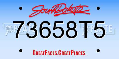 73658T5 South Dakota License Plate